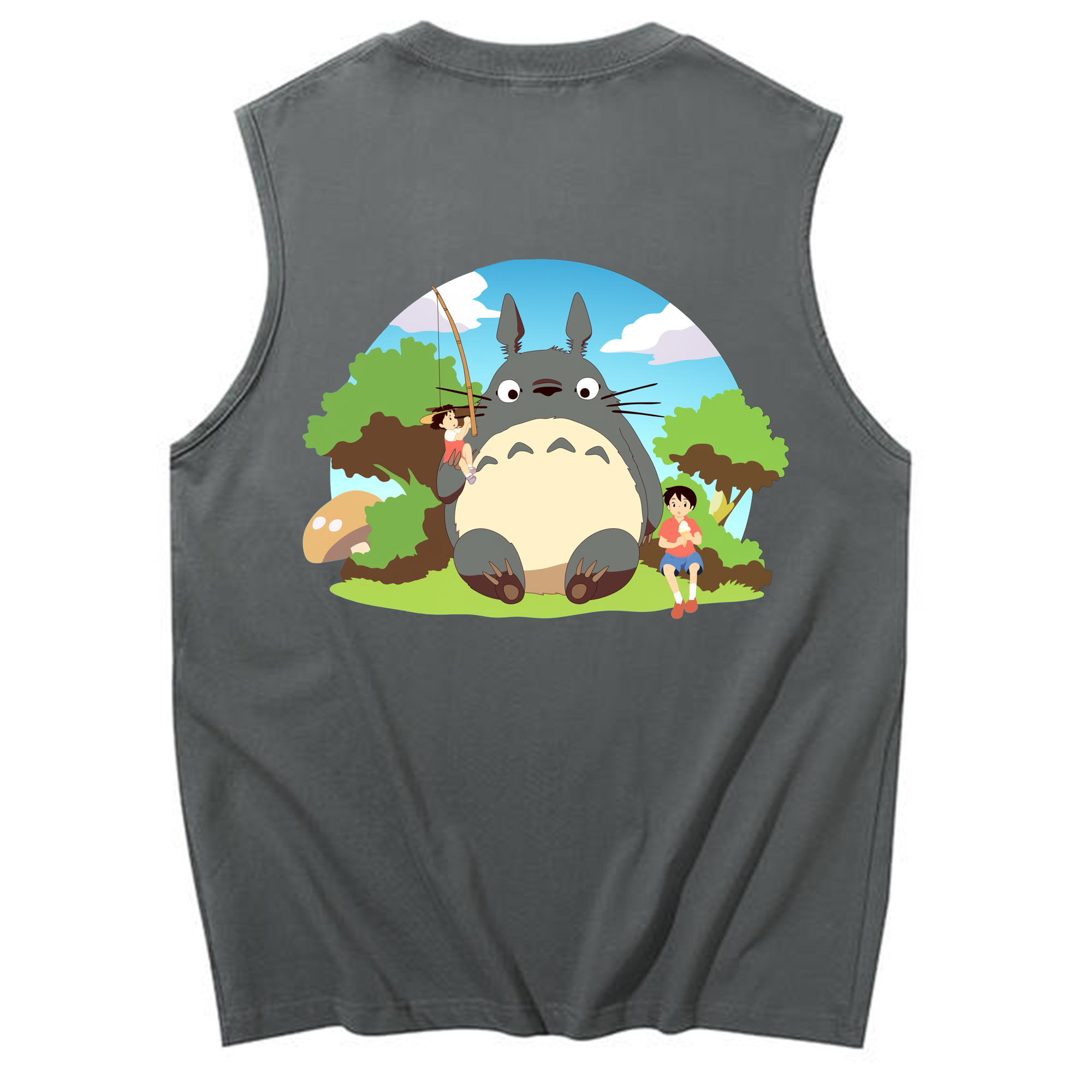 （画像用） となりのトトロ 草壁メイ 草壁サツキ My Neighbor Totoro Satsuki Kusakabe Mei Kusakabe コットン100％タンクトップ（背面プリント）